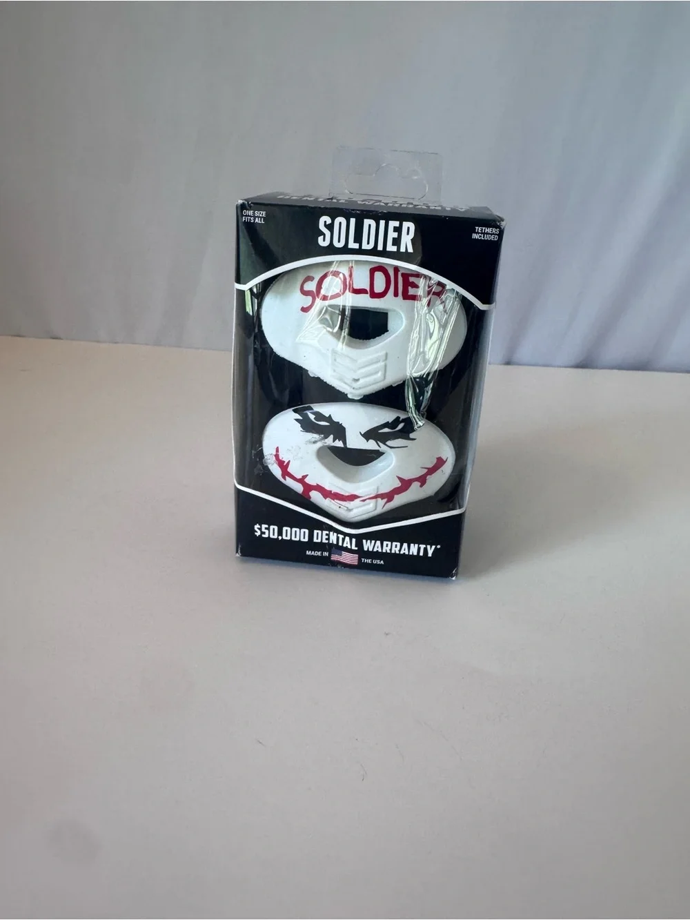 Soldier Mouthguard Set in White with Red and Black Graphics Joker